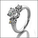 3 Stone 1.15 TCW Round in Prongs Cubic Zirconia Cz Ring