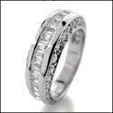 Baguette Cubic Zirconia Channel Set 4 Carat Total Wedding Band 14K White Gold