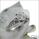 Round 1 Carat High Quality CZ Center Pave Sides Cubic Zirconia 14k White Gold Ring