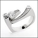 Fine Jewelry 0.50 Round channel engraved Cubic Zirconia Cz Ring
