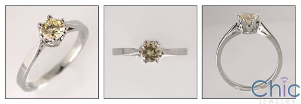Solitaire Round .50 Ct Stone in Crown Prongs Cubic Zirconia Cz Ring