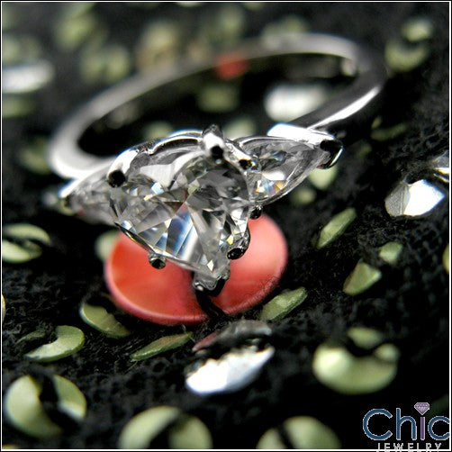 3 Stone Heart Shape Ct Pear Cubic Zirconia Cz Ring