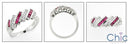 Diamond Ruby Color Princess Cubic Zirconia  Channel Wedding Band 14K White Gold
