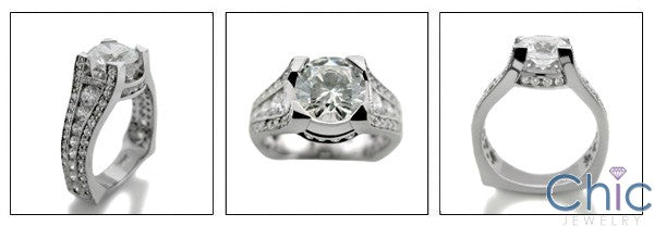 Engagement 1.5 Round Center Euro Shank Cubic Zirconia Cz Ring