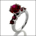 Engagement Round Ruby 2 Ct Center Cubic Zirconia Cz Ring