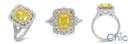 Canary Radiant Two Tone Halo  Cubic Zirconia Ring