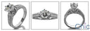 Engagement Round Cubic Zirconia 1 Ct Center Engraved Pave Shank 14k White Gold Cz Ring
