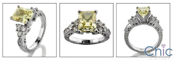 Engagement Yellow Canary Radiant 2 Ct Engraved Shank Cubic Zirconia Cz Ring