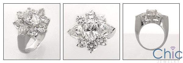 Estate 7.5 Ct Oval Center Pear Ct Round Cubic Zirconia Cz Ring