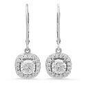 2.3 TCW Round Cubic Zirconia Stone Earrings Halo Lever Back 14k White Gold
