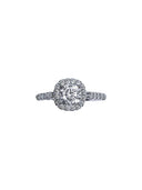 1 Carat Cubic Zirconia Cushion Two Tone 14K  Gold Filigree Engagement Ring