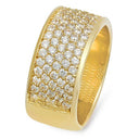 9mm Wedding Band in 5 Rows of Pave Cubic Zirconia 14k Yellow Gold