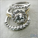 Matching Set 1 Ct Round Center Two Tone Gold Cubic Zirconia Engagement Ring with Band
