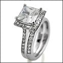 Matching Set Princess Center Pave Cubic Zirconia Cz Ring