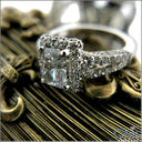 Radiant Cut 1 Carat Cubic Zirconia Engagement Ring Pave Sides 14K White Gold