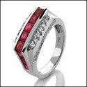 2.2 Ruby Princess in Channel and  Pave Cubic Zirconia 14K White Gold Ring