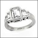 1.5 Carat Emerald Cut Bezel Cubic Zirconia Anniversary Ring 14K White Gold