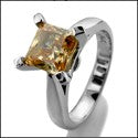 Solitaire 1 Ct Princess Peachandsingle Stone Cubic Zirconia Cz Ring