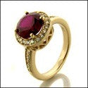 Anniversary Ruby 2 Ct Halo Cubic Zirconia Cz Ring
