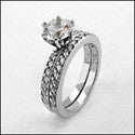 Matching Set 1 Round Center Pave Fitted Cubic Zirconia Cz Ring