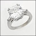 Engagement 5 Ct Asscher Ct Baguettes Cubic Zirconia Cz Ring