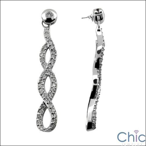 1 TCW Pave White Gold Cubic Zirconia CZ Earrings