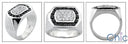 Mens Round Center Channel Princess Cubic Zirconia CZ Wedding Band