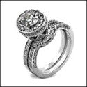 Matching Set 1 Ct Oval Pave Halo Curved Cubic Zirconia Cz Ring