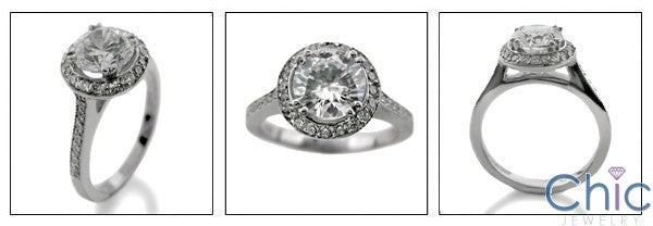 Engagement 1.25 Round Center Halo Cubic Zirconia White Gold 14k Ring