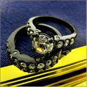 Engagement 1.25 Round Cubic Zirconia in Black Rhodium Solid 14K Gold Ring