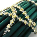 Cubic Zirconia Cz Canary Pear Ct Round Diamond Necklace