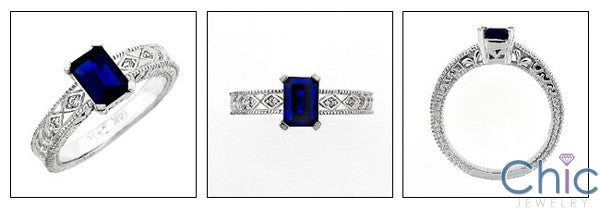 Estate Sapphire 1 Ct Emerald Cubic Zirconia Cz Ring