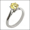 Solitaire 1 Ct Canary Center 6 Prong Tiffany Cubic Zirconia Cz Ring