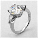 3 Stone 3 Ct . Oval .50 Pear Cubic Zirconia Cz Ring
