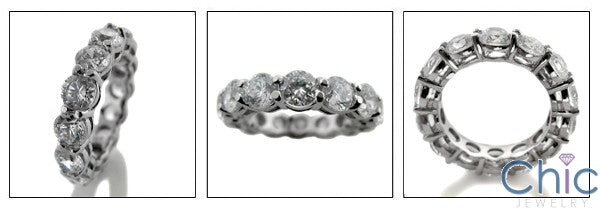 7 Carat Total Half Carat Each Round Cubic Zirconia Stones Share Prong Eternity 14k White Gold Band