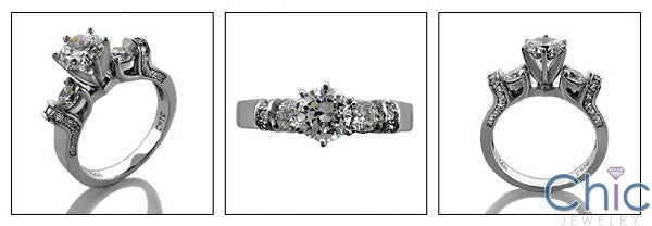 Engagement Round Cubic Zirconia 6 Prong Tiffany Ct Pave detail Cubic Zirconia Cz Ring
