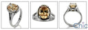 Solitaire Oval Champagne 2.5 Ct Cubic Zirconia Cz Ring