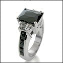 Engagement Black 3 Ct Radiant Center Princess Channel Cubic Zirconia Cz Ring