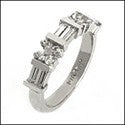 Wedding .60 TCW Round Baguette Cubic Zirconia CZ Band 
