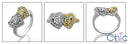 Fine Jewelry Two Hearts Canary Ct Diamond CZ Pave Cubic Zirconia Cz Ring