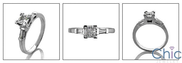 Engagement Half Ct Princess Tapered Baguettes Cubic Zirconia Cz Ring