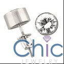 Round 2 Ct Bezel Set Screw Backs Cubic Zirconia CZ Earrings