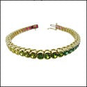 Rainbow Color Round Half Channel Cubic Zirconia CZ Bracelet