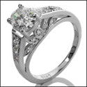 Engagement Oval 1 Ct Center High Cubic Zirconia White Gold Ring