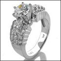 Engagement Round Brilliant 1 Ct Center Wide shank Cubic Zirconia Cz Ring