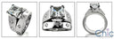Matching Set 1.5 Princess Center Stone Burnished Cubic Zirconia Cz Ring