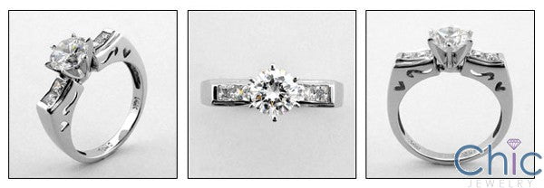 Engagement 1 Ct Round Center Flat top Cubic Zirconia Cz Ring