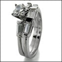 Matching Set 0.5 Heart Center Channeled Baguette Cubic Zirconia Cz Ring