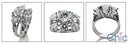 Matching Set 3 Stone Ring Cubic Zirconia Cz Ring