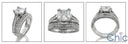 Matching Set 1.5 Princess Center Curved Pave Cubic Zirconia Cz Ring
